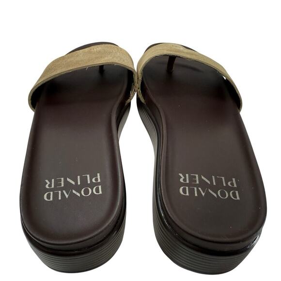 Donald Pliner Wedge Slide Sandal Fifi Leather Size 6 Taupe Metallic Women - Picture 3 of 10